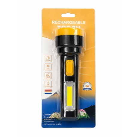 Ліхтар акумуляторний 5874 LED + COB, 3W, 100 люмен, ручний туристичний ліхтар