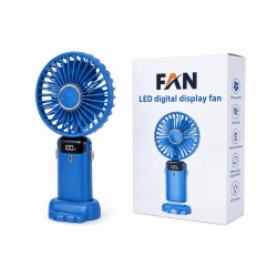 Портативний акумуляторний вентилятор FAN з LED-дисплеєм, настільний міні вентилятор, синій