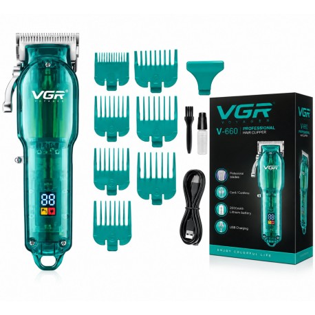 Професійна машинка для стрижки бездротова VGR 660 акумуляторна з набором насадок